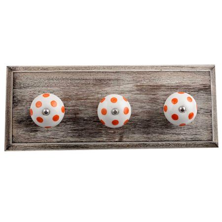 White Orange Dot Wooden Hooks